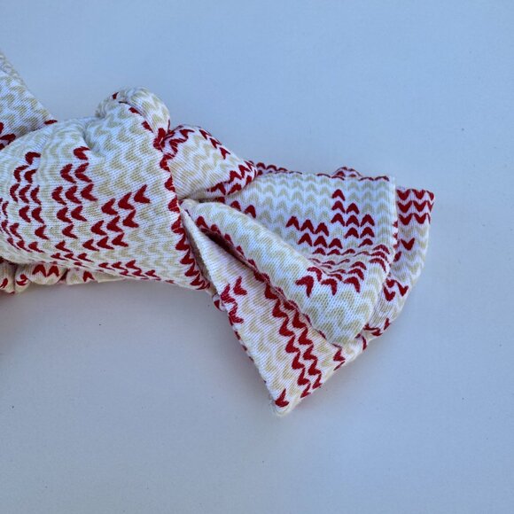 Kate Quinn Head Bow | Holiday Nordic Snowflake Knit | Cream/Red | 0–6M (S) | NWT - Picture 3 of 3